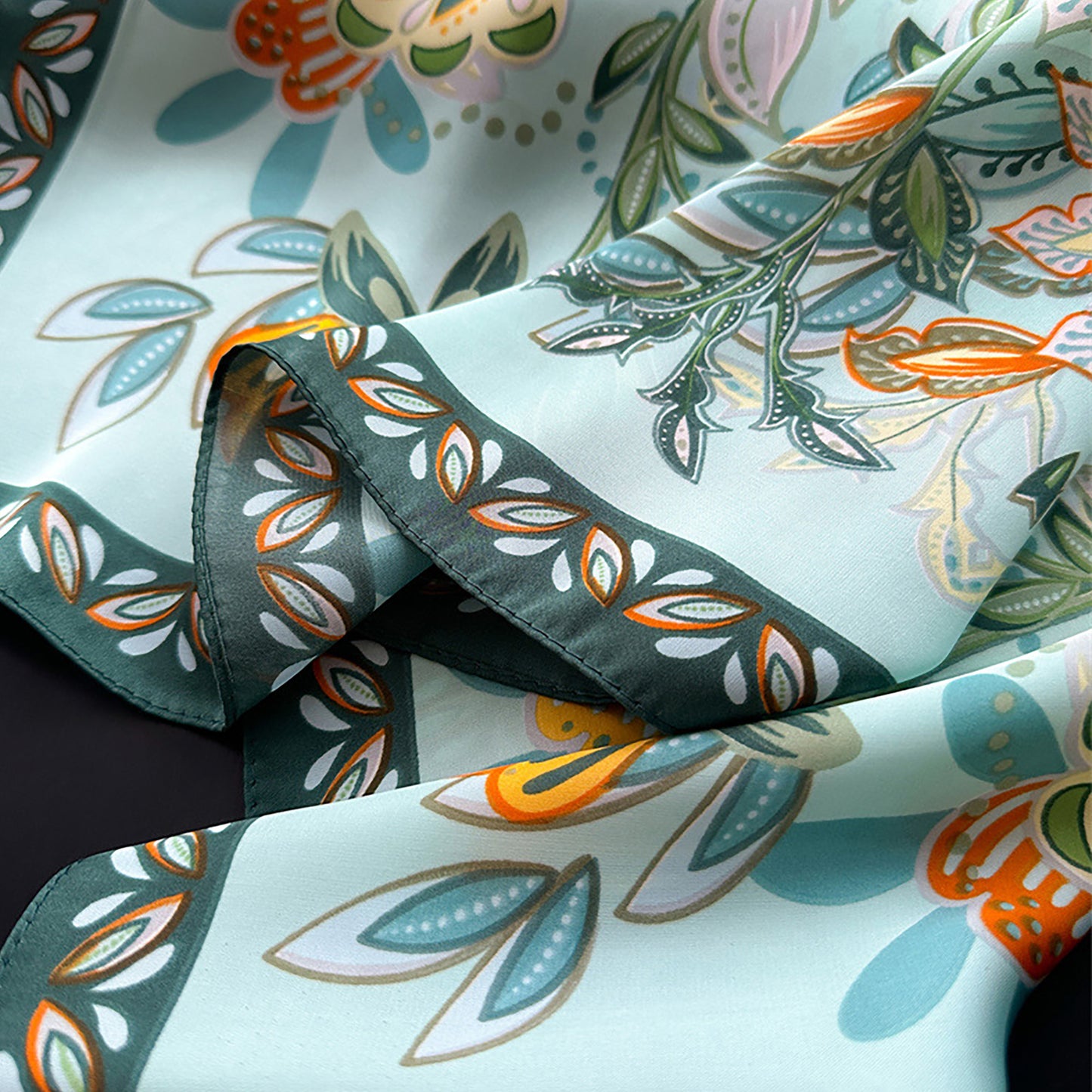 Floral Satin Square Scarf Lightweight Soft Feel 27.5¡Á27.5inches