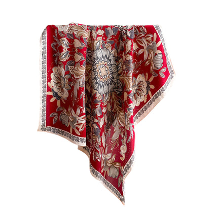 Floral Satin Square Scarf Lightweight Soft Feel 27.5¡Á27.5inches