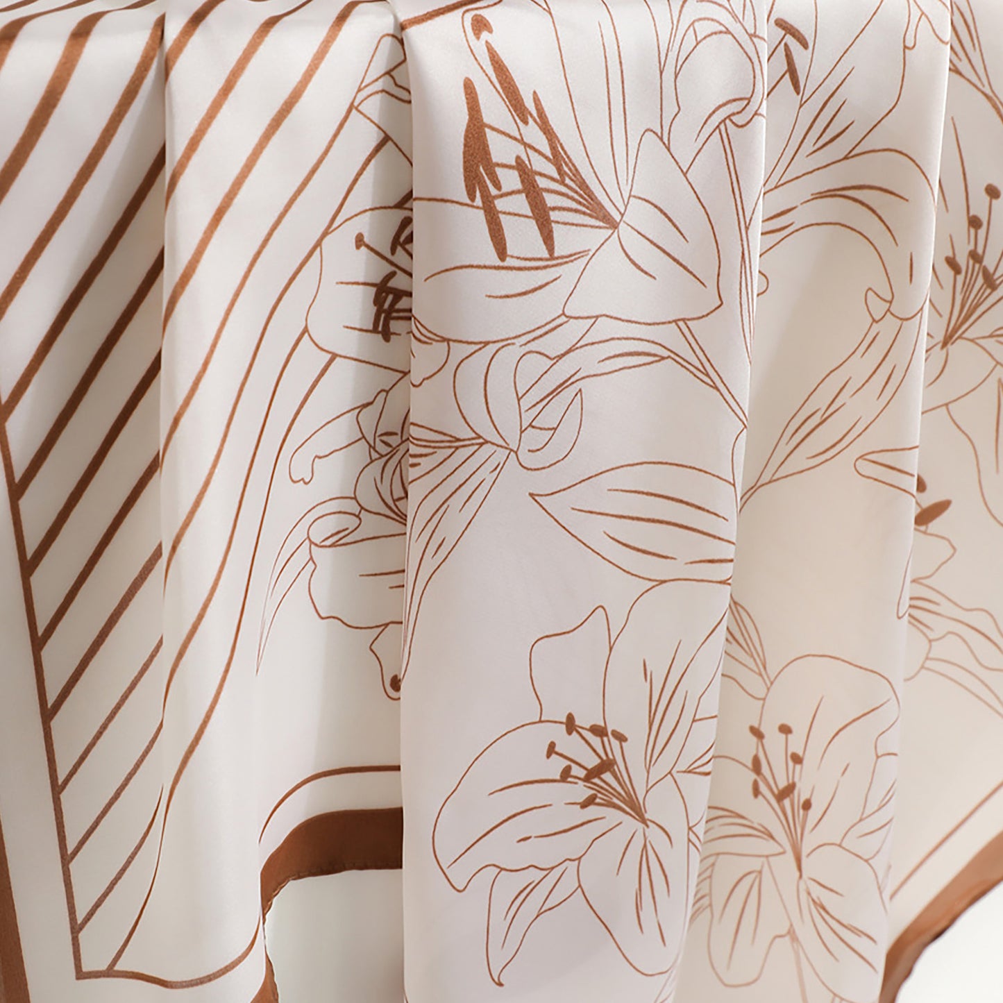 Womens Satin Square Scarf with Modern Floral Line Art 27.5¡Á27.5inches