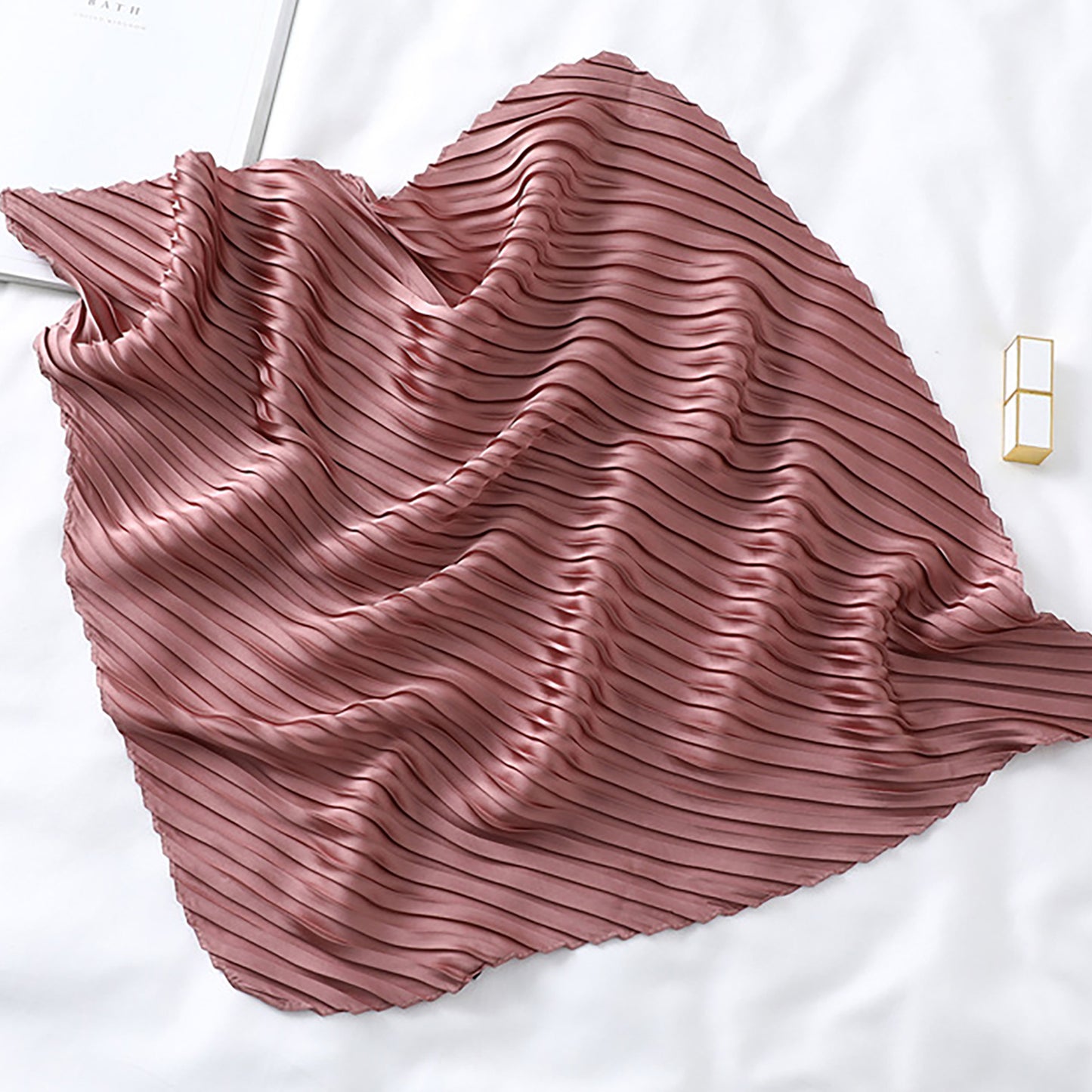 Womens Pleated Satin Scarf Soft Elegant Accessory 26.8¡Á21.6inches