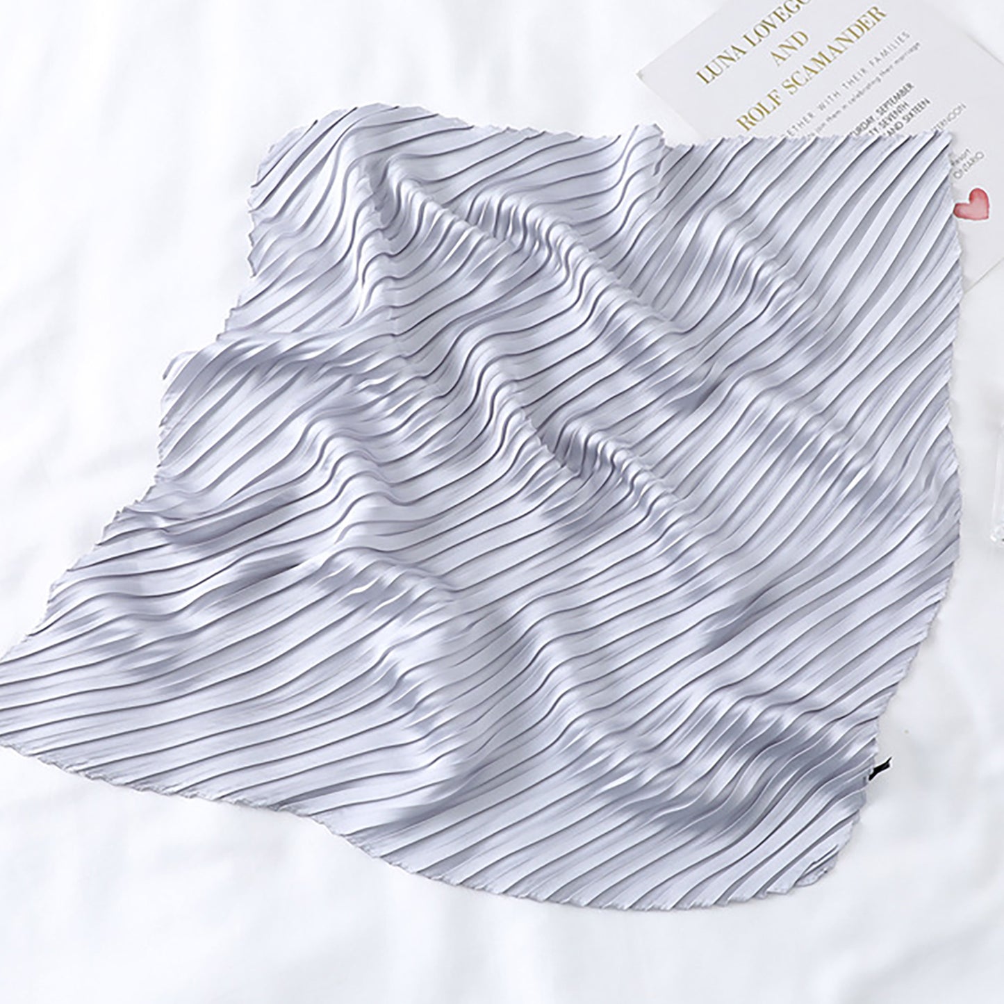 Womens Pleated Satin Scarf Soft Elegant Accessory 26.8¡Á21.6inches