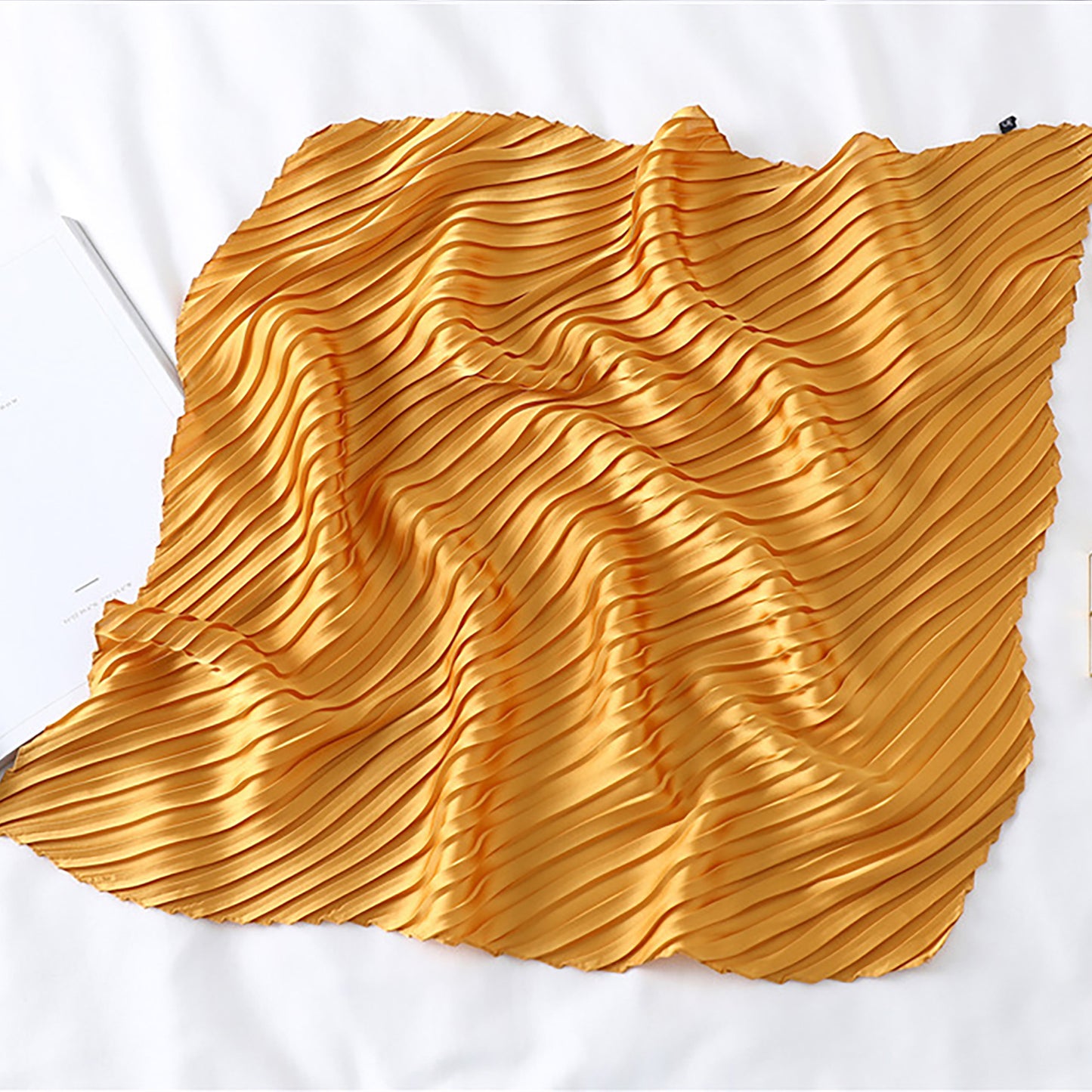 Womens Pleated Satin Scarf Soft Elegant Accessory 26.8¡Á21.6inches