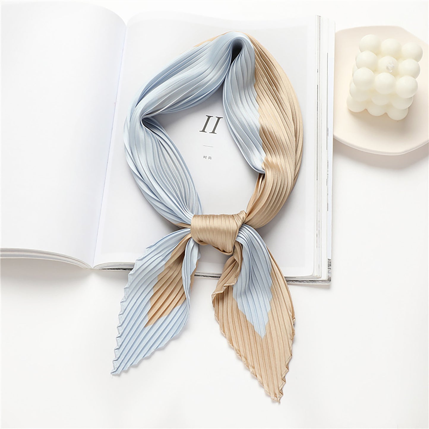 Womens Pleated Satin Scarf Soft Square Fashion Accessory 26.8¡Á21.6inches