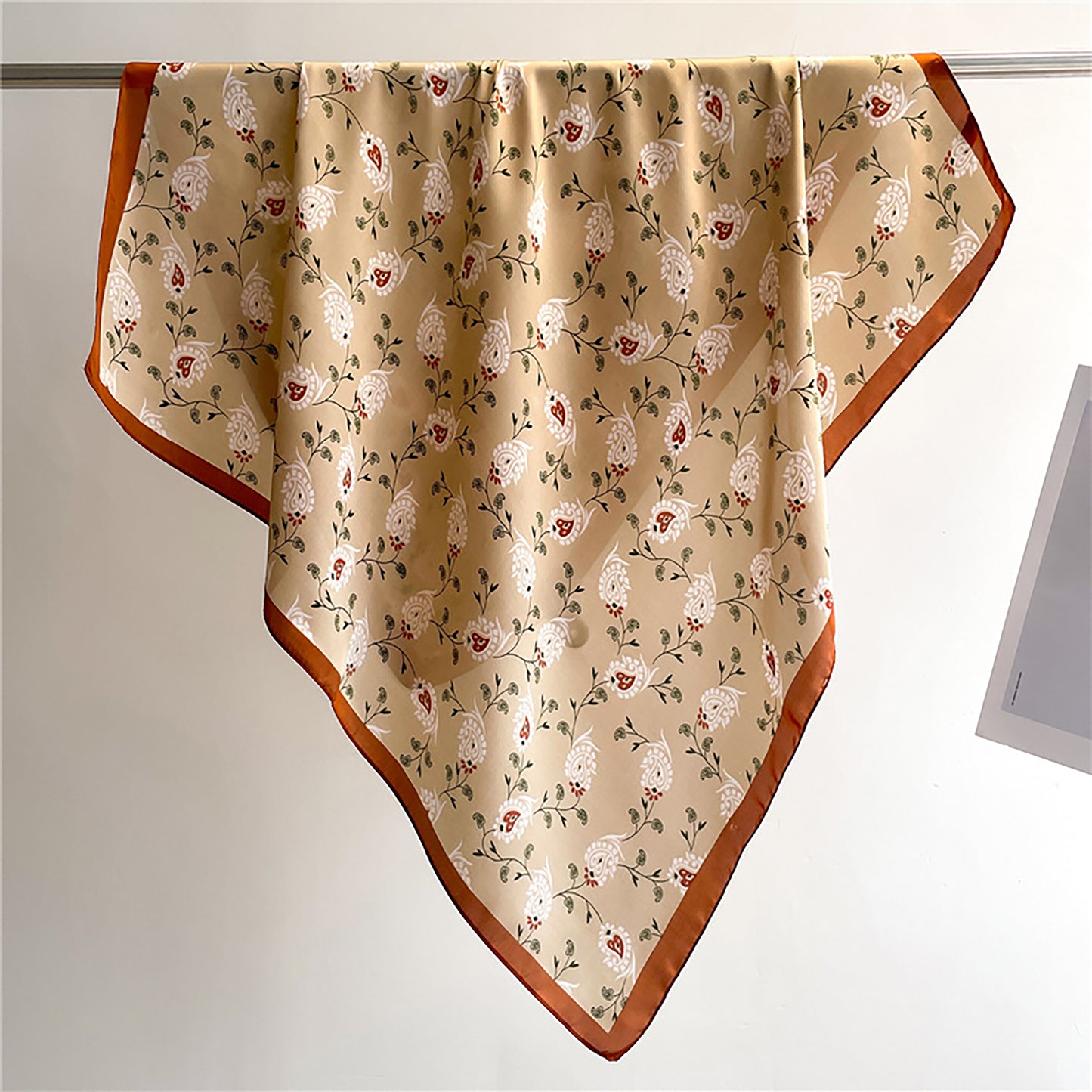Womens Satin Square Scarf with Vintage Floral Print 27.5¡Á27.5inches