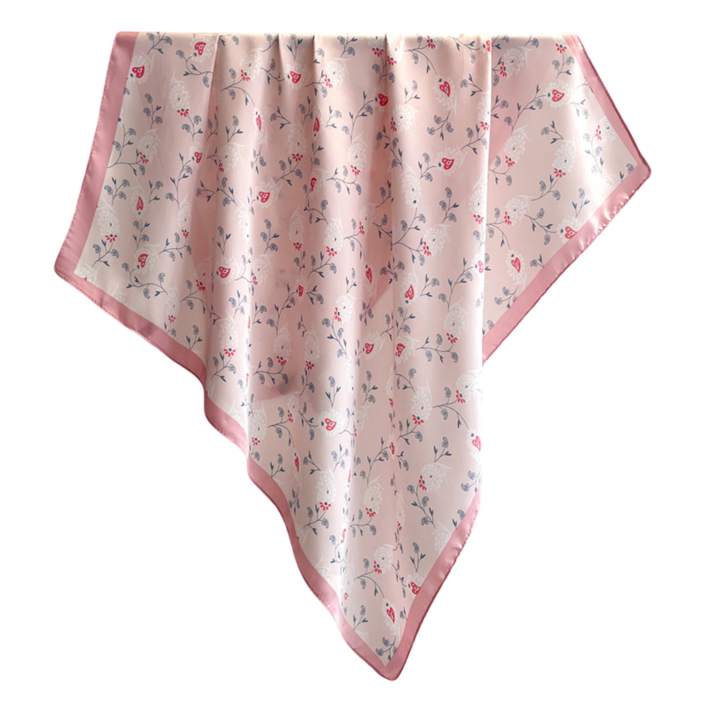 Womens Satin Square Scarf with Vintage Floral Print 27.5¡Á27.5inches