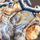 Womens Satin Square Scarf with Abstract Marble Print 35.4¡Á35.4inches
