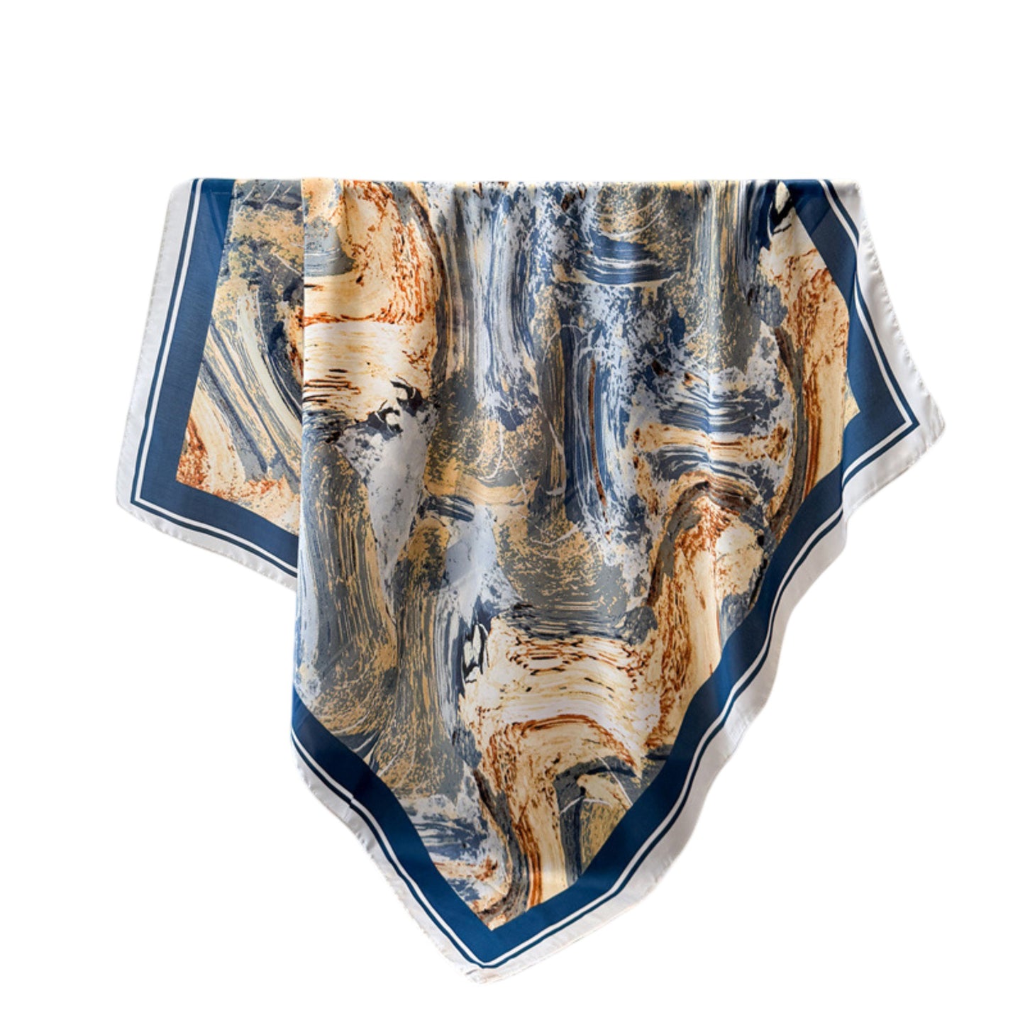 Womens Satin Square Scarf with Abstract Marble Print 35.4¡Á35.4inches