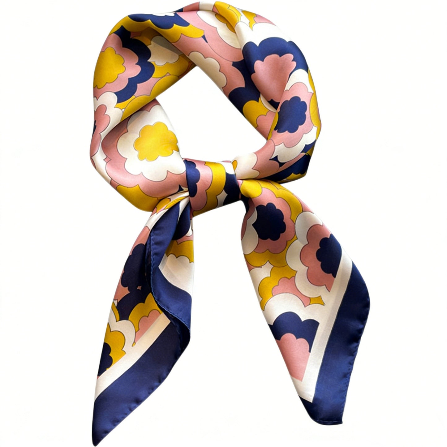 Womens Satin Square Scarf Floral Pattern Neck Bag Accessory 27.5¡Á27.5inches