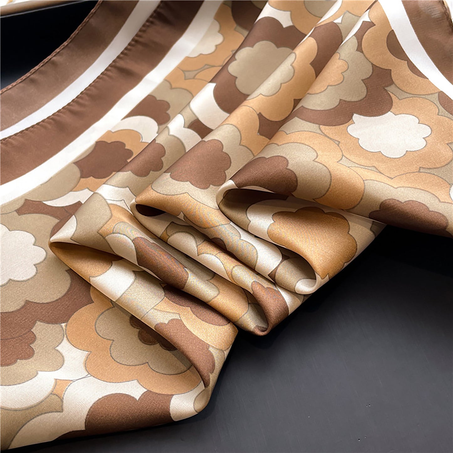 Womens Satin Square Scarf Floral Pattern Neck Bag Accessory 27.5¡Á27.5inches