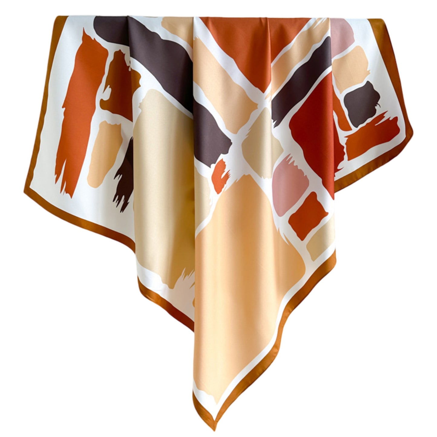 Womens Satin Square Scarf Abstract Color Block Print 35.4¡Á35.4inches