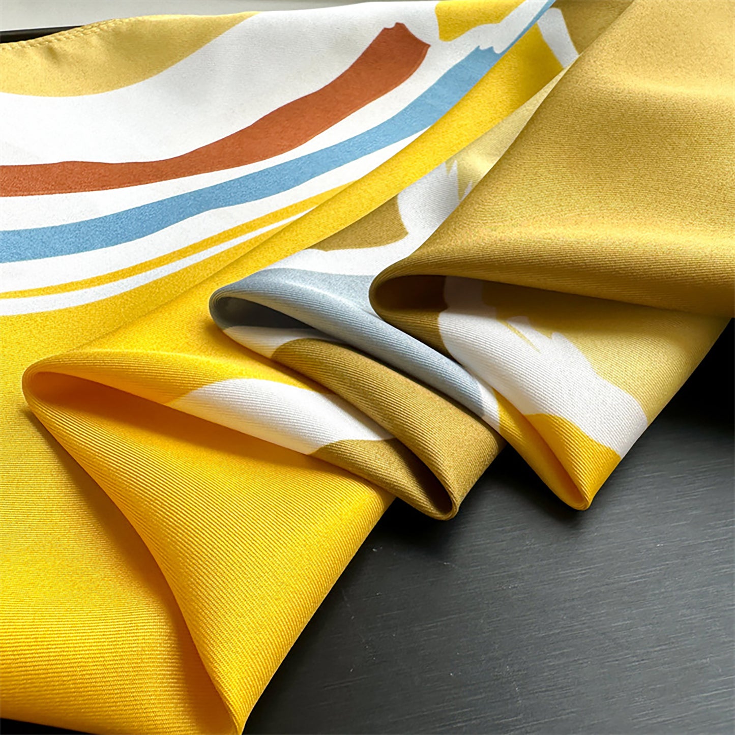Womens Satin Square Scarf Abstract Color Block Print 35.4¡Á35.4inches