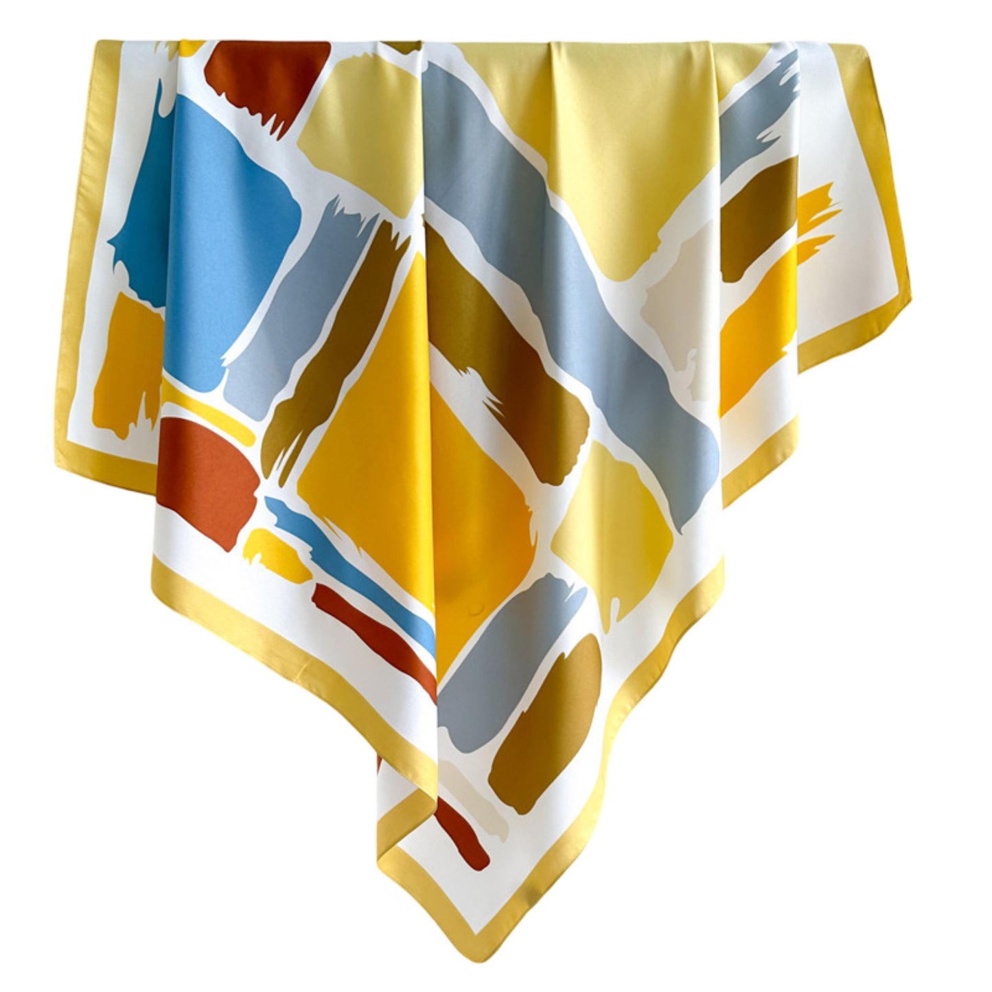 Womens Satin Square Scarf Abstract Color Block Print 35.4¡Á35.4inches