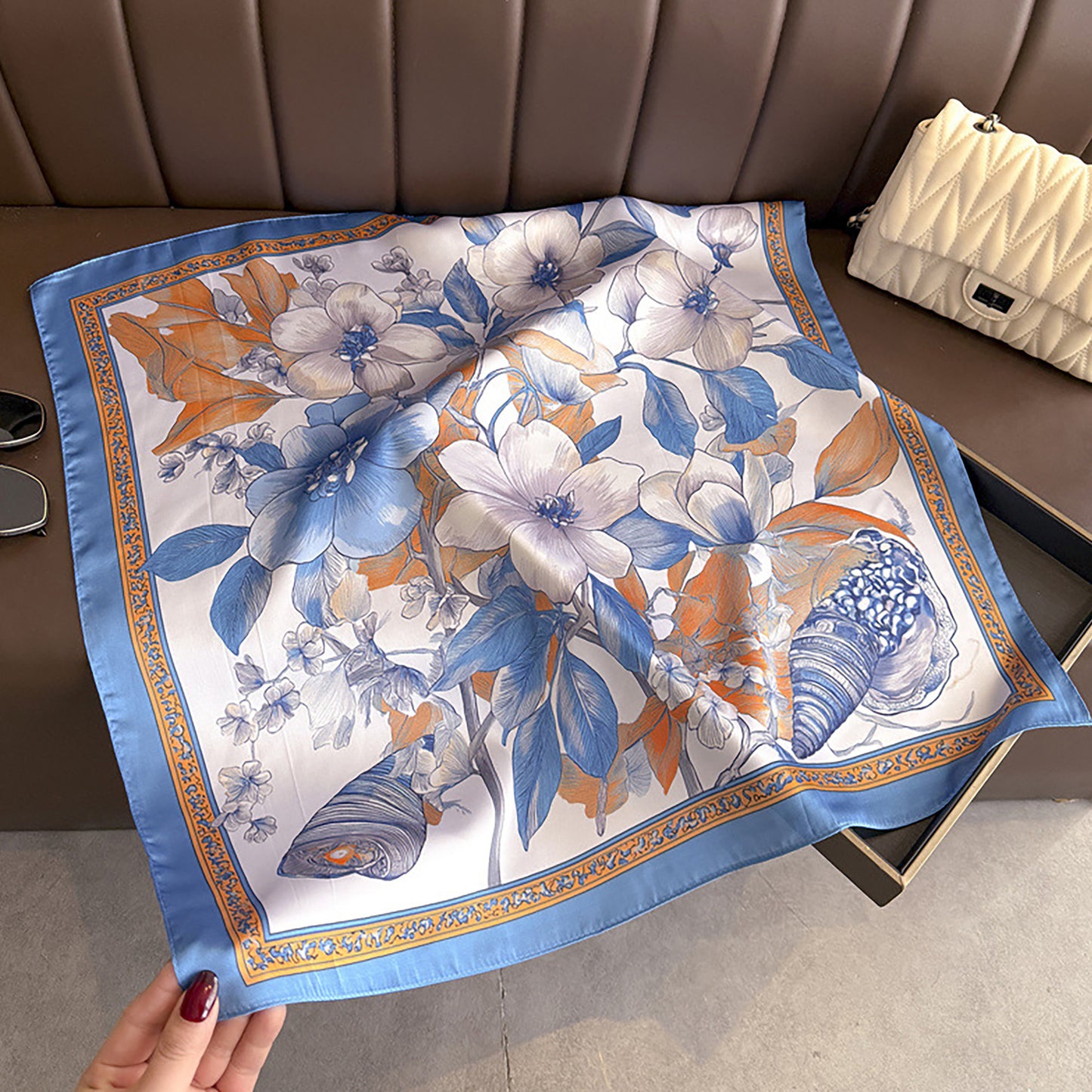 Womens Floral Square Scarf Lightweight Fashion Accessory 27.5¡Á27.5inches