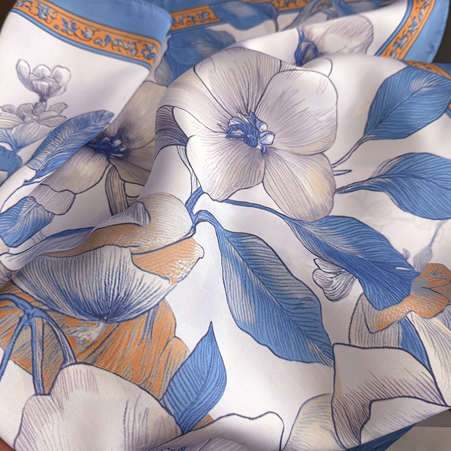 Womens Floral Square Scarf Lightweight Fashion Accessory 27.5¡Á27.5inches