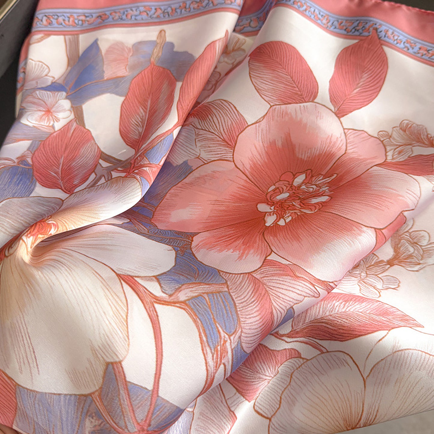 Womens Floral Square Scarf Lightweight Fashion Accessory 27.5¡Á27.5inches