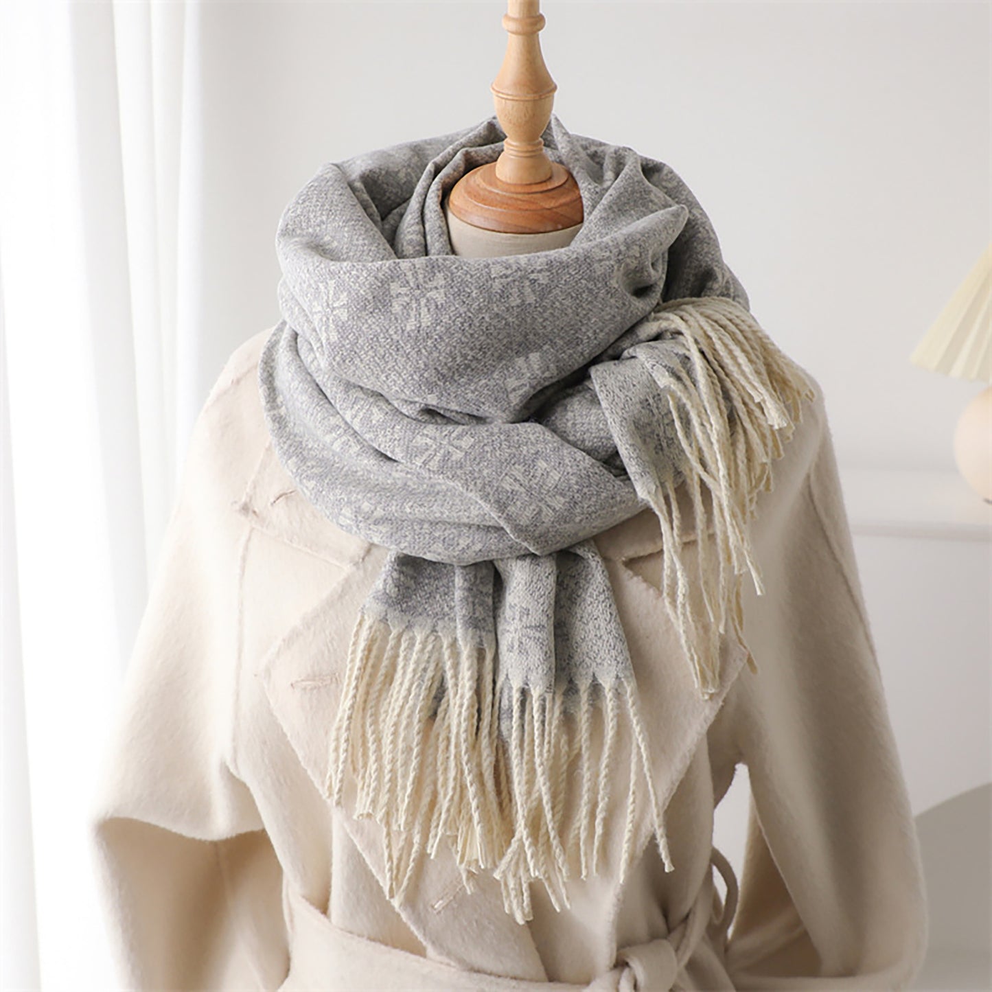 Womens Soft Fashion Winter Scarf with Fringe Detail 75.6¡Á25.2inches