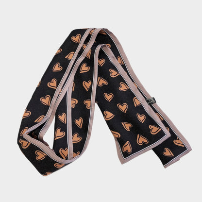 5 Pack Heart Print Satin Scarf Ribbon Slim Lightweight Fabric Neck Hair Bag Accessory 35.5x2.5in