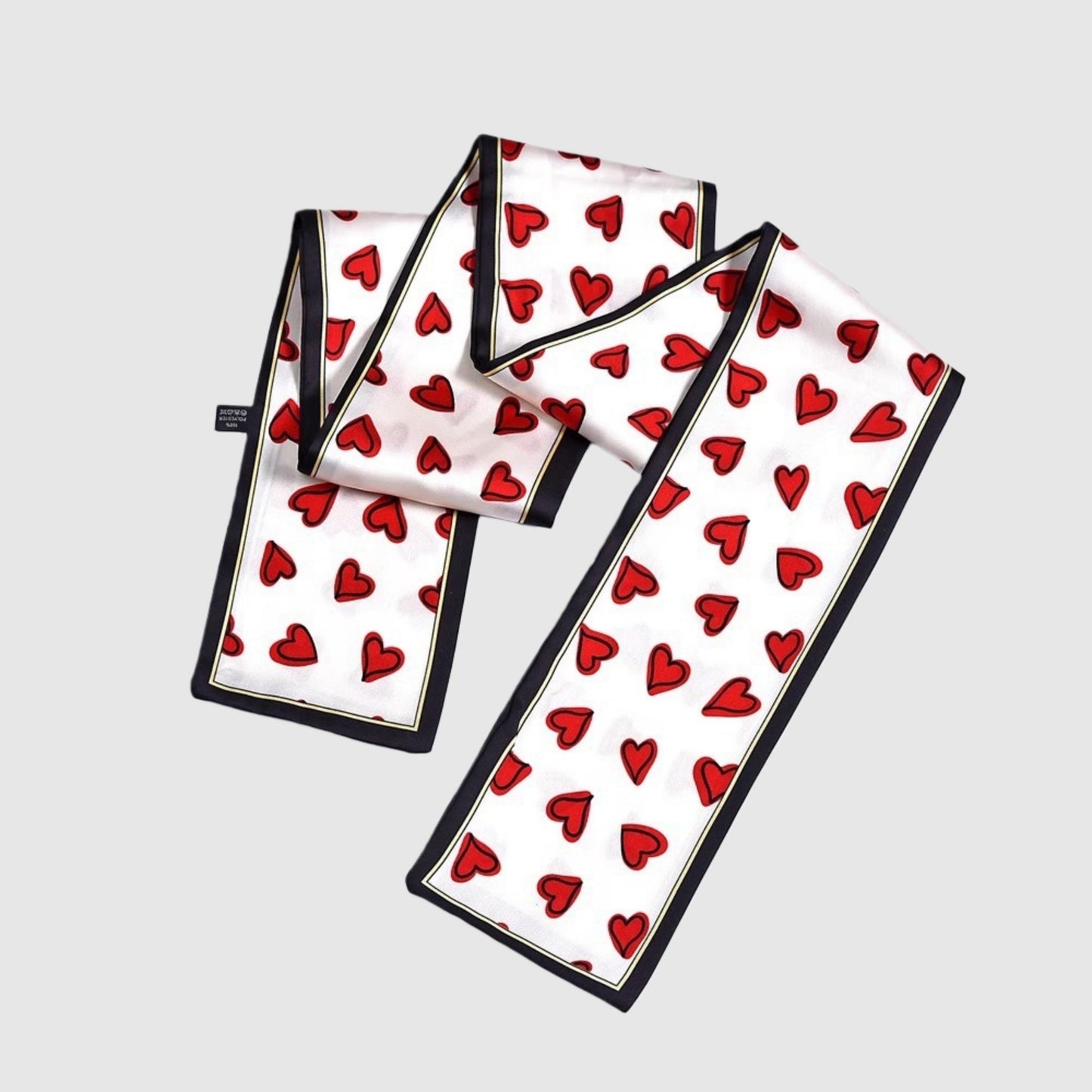 5 Pack Heart Print Satin Scarf Ribbon Slim Lightweight Fabric Neck Hair Bag Accessory 35.5x2.5in