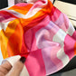 Heart Print Square Satin Scarf Smooth Lightweight Fabric Stylish Neck Hair Accessory 27.5x27.5in