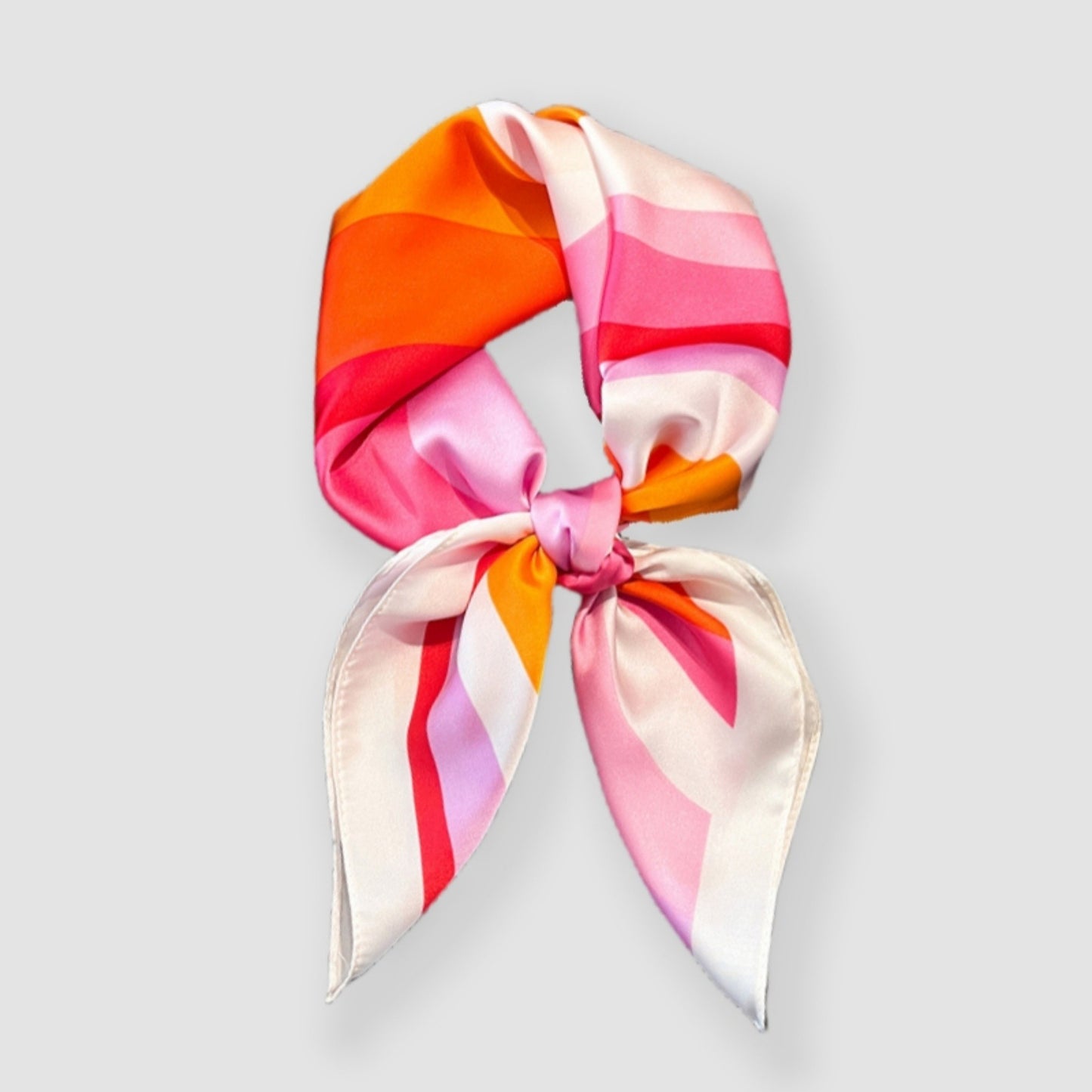 Heart Print Square Satin Scarf Smooth Lightweight Fabric Stylish Neck Hair Accessory 27.5x27.5in