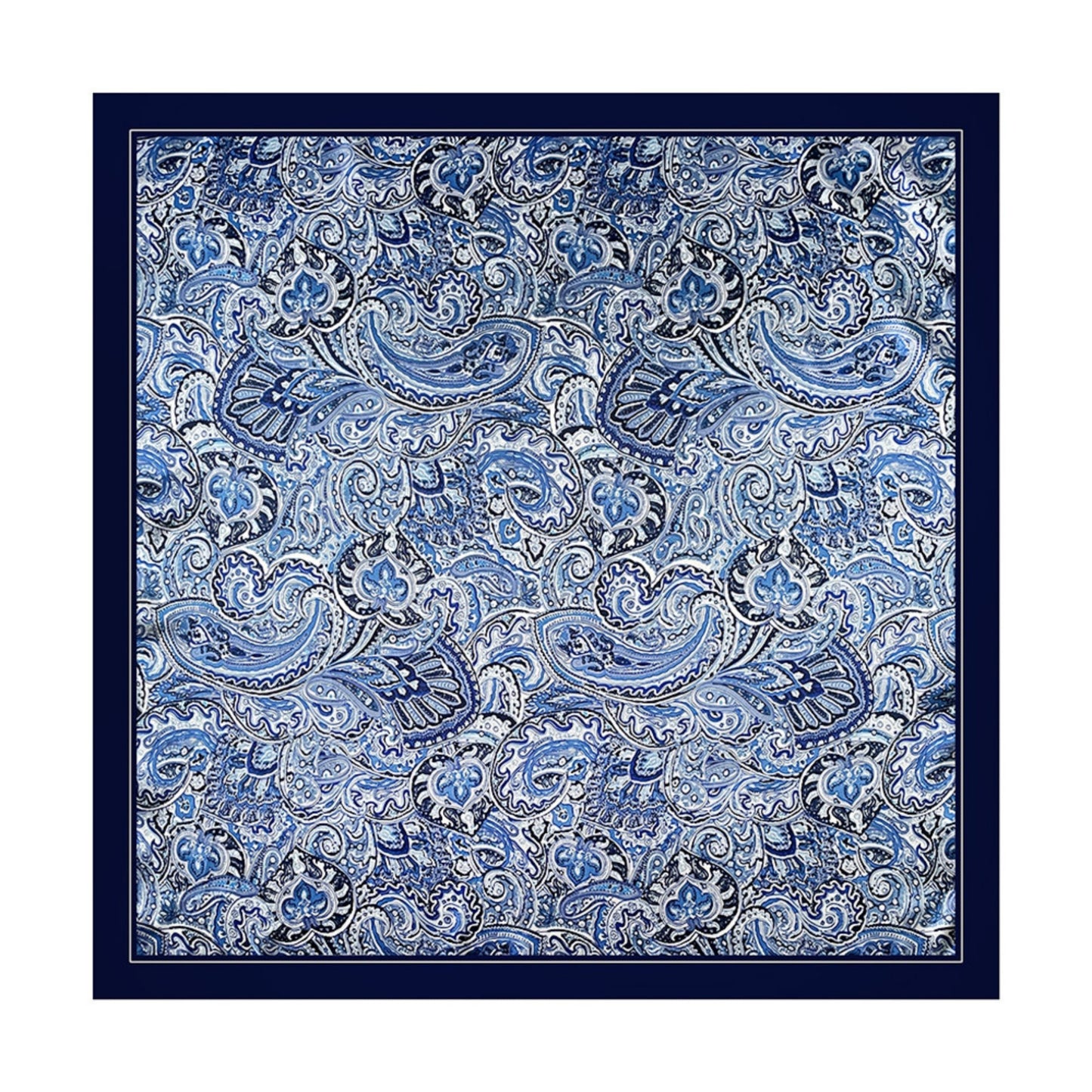 Paisley Print Square Satin Scarf Smooth Lightweight Fabric Elegant Neck Hair Accessory 35.5x35.5in