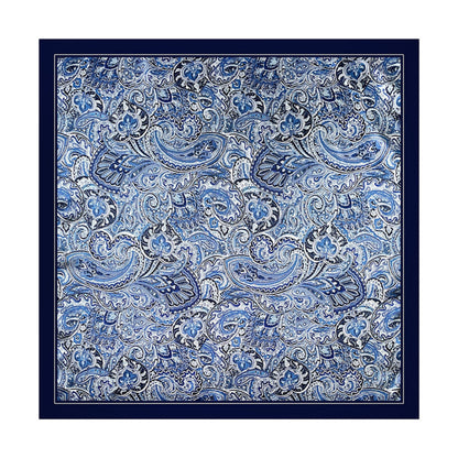 Paisley Print Square Satin Scarf Smooth Lightweight Fabric Elegant Neck Hair Accessory 35.5x35.5in