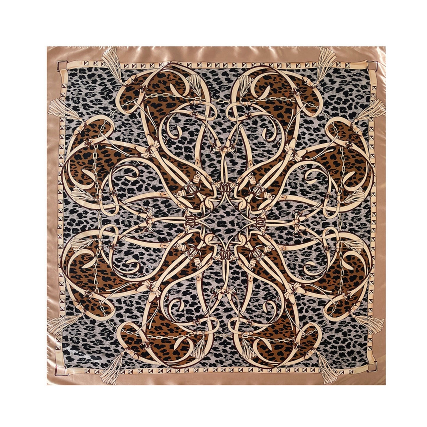 Paisley Print Square Satin Scarf Smooth Lightweight Fabric Elegant Neck Hair Accessory 35.5x35.5in
