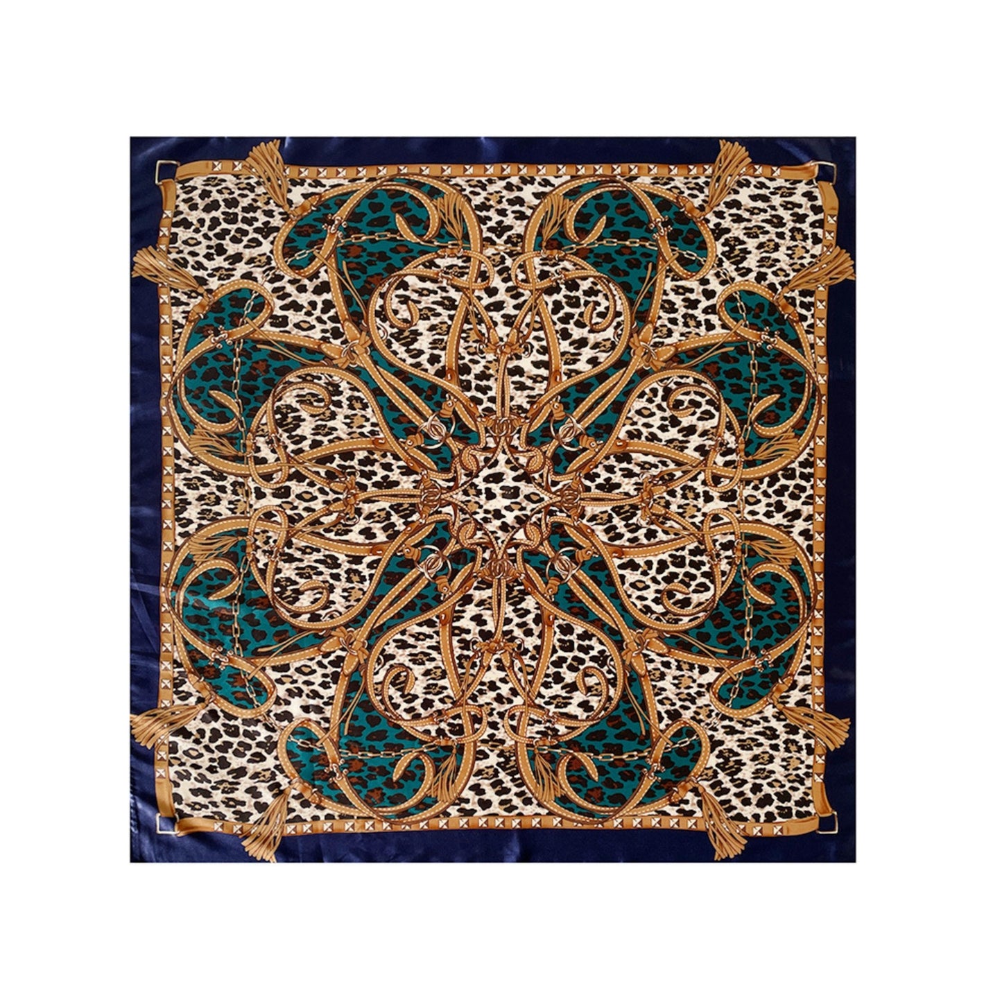 Paisley Print Square Satin Scarf Smooth Lightweight Fabric Elegant Neck Hair Accessory 35.5x35.5in