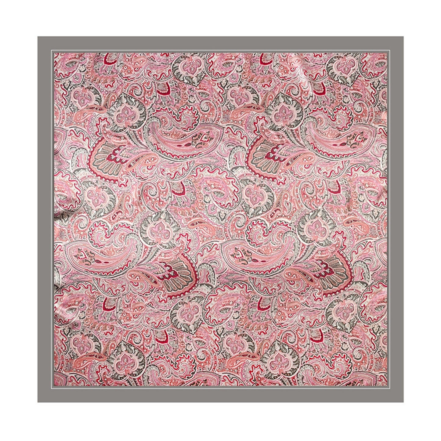 Paisley Print Square Satin Scarf Smooth Lightweight Fabric Elegant Neck Hair Accessory 35.5x35.5in