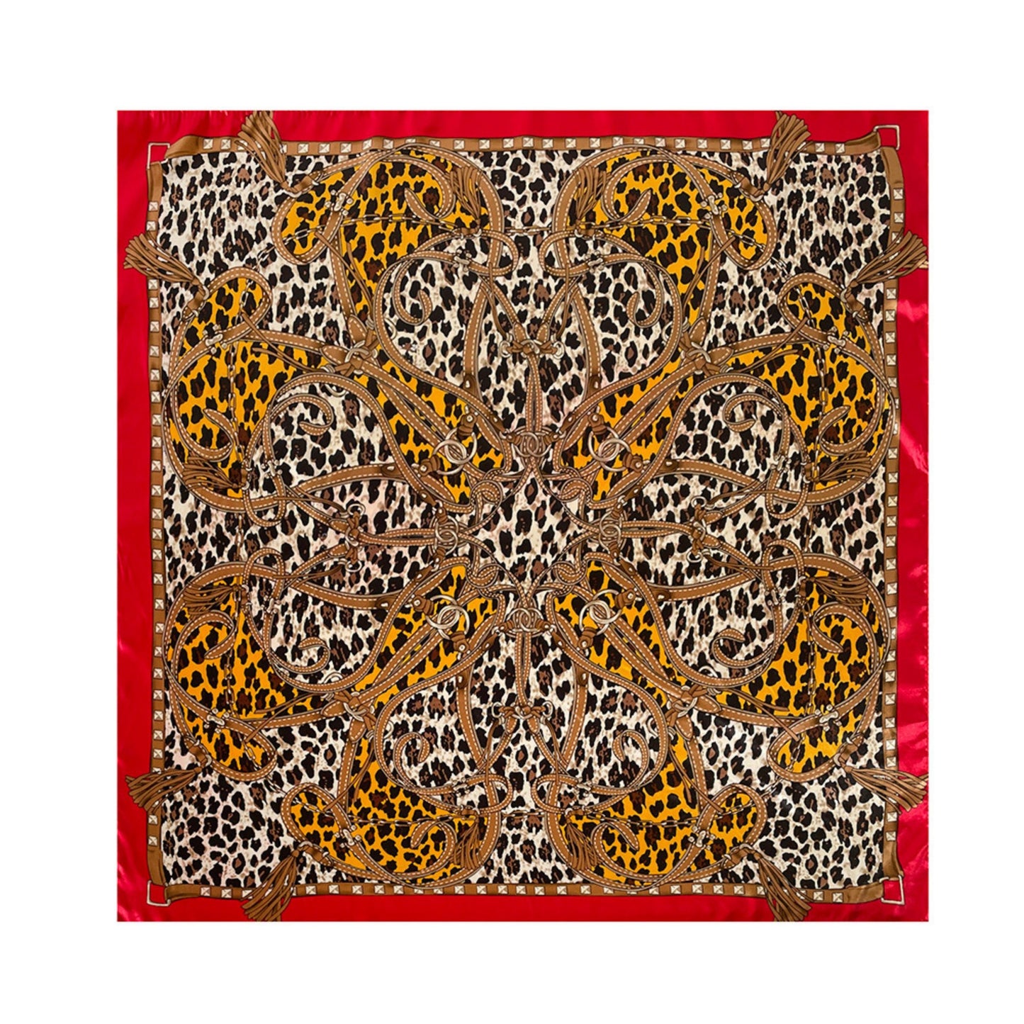 Paisley Print Square Satin Scarf Smooth Lightweight Fabric Elegant Neck Hair Accessory 35.5x35.5in