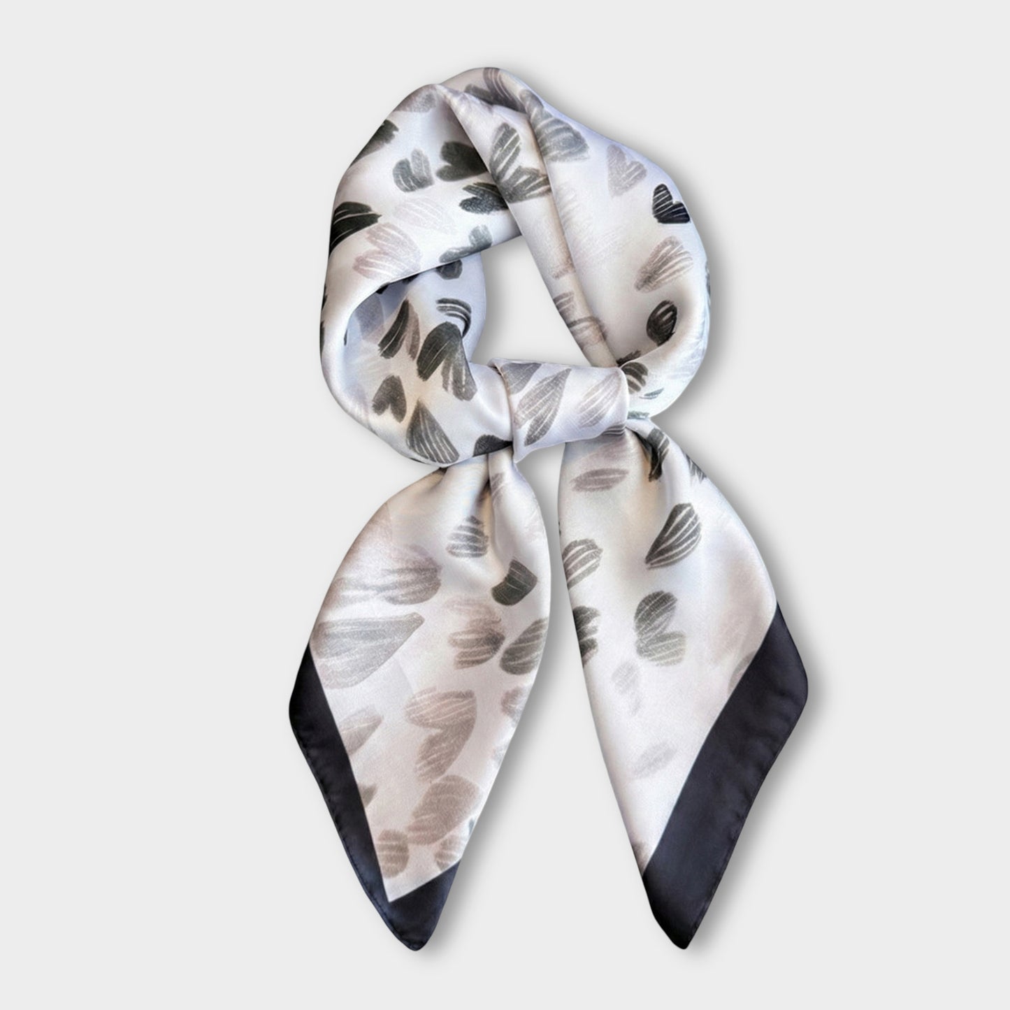 Satin Heart Print Square Scarf Lightweight Soft Fashion Accessory 27.5¡Á27.5inches