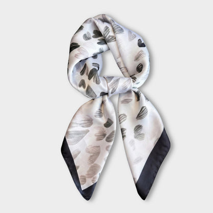 Satin Heart Print Square Scarf Lightweight Soft Fashion Accessory 27.5¡Á27.5inches