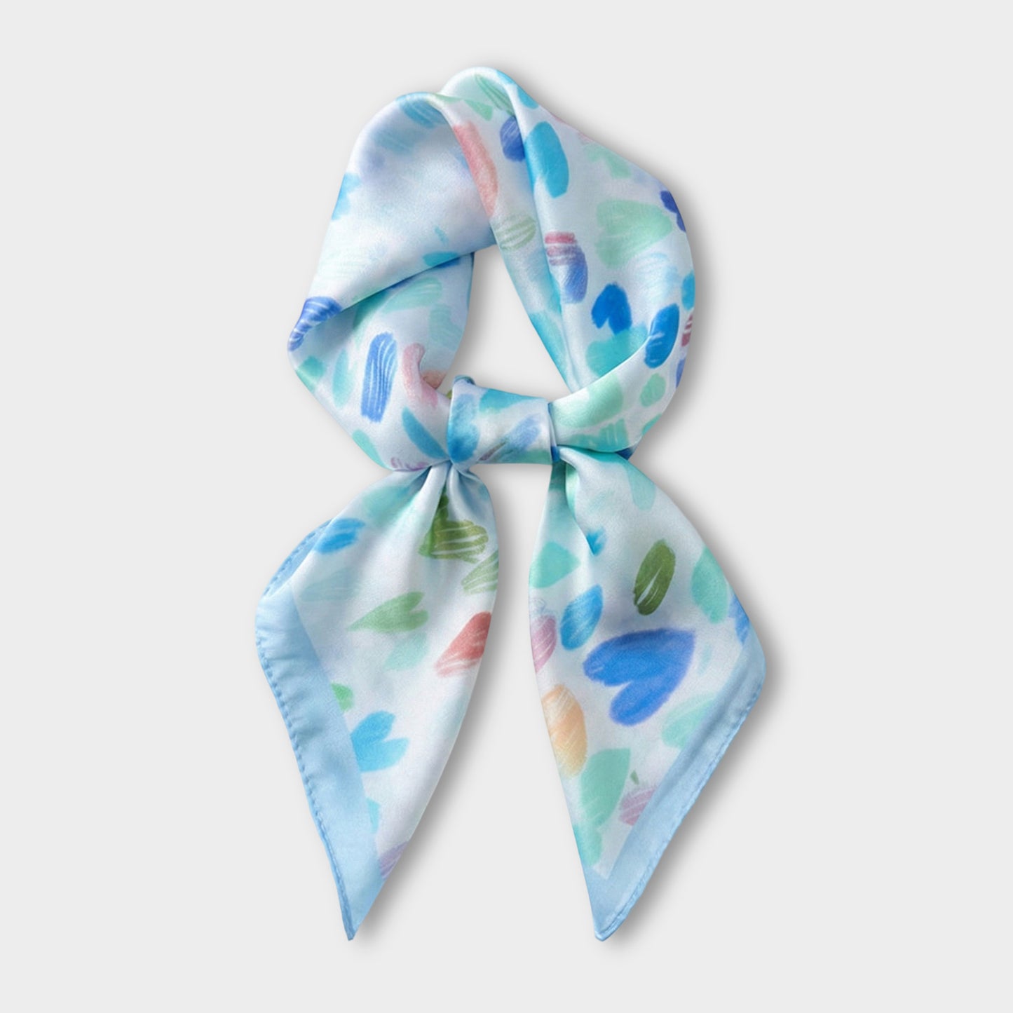 Satin Heart Print Square Scarf Lightweight Soft Fashion Accessory 27.5¡Á27.5inches