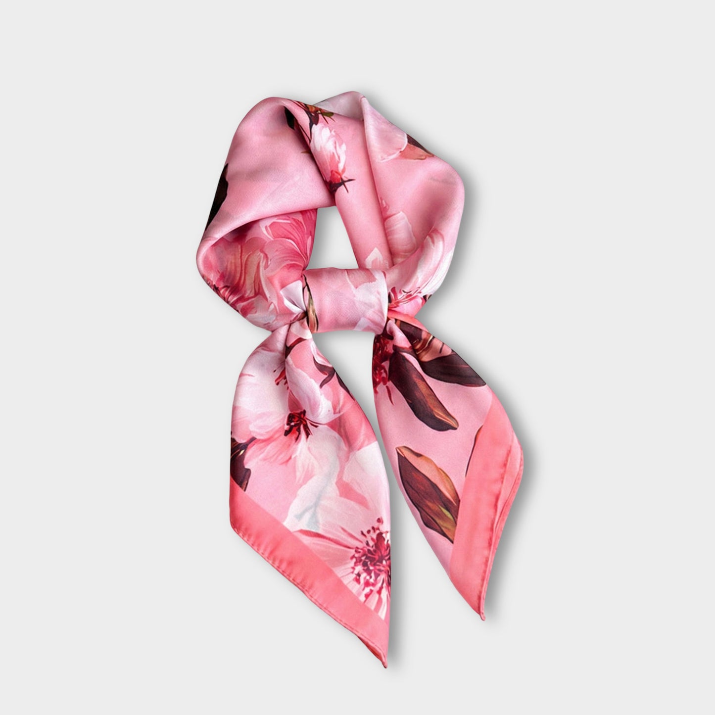 Satin Floral Print Square Scarf Soft Lightweight Fashion Accessory 27.5¡Á27.5inches