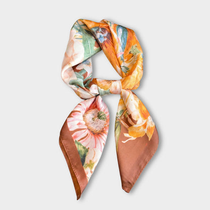 Satin Floral Print Square Scarf Fashion Accessory 27.5¡Á27.5inches