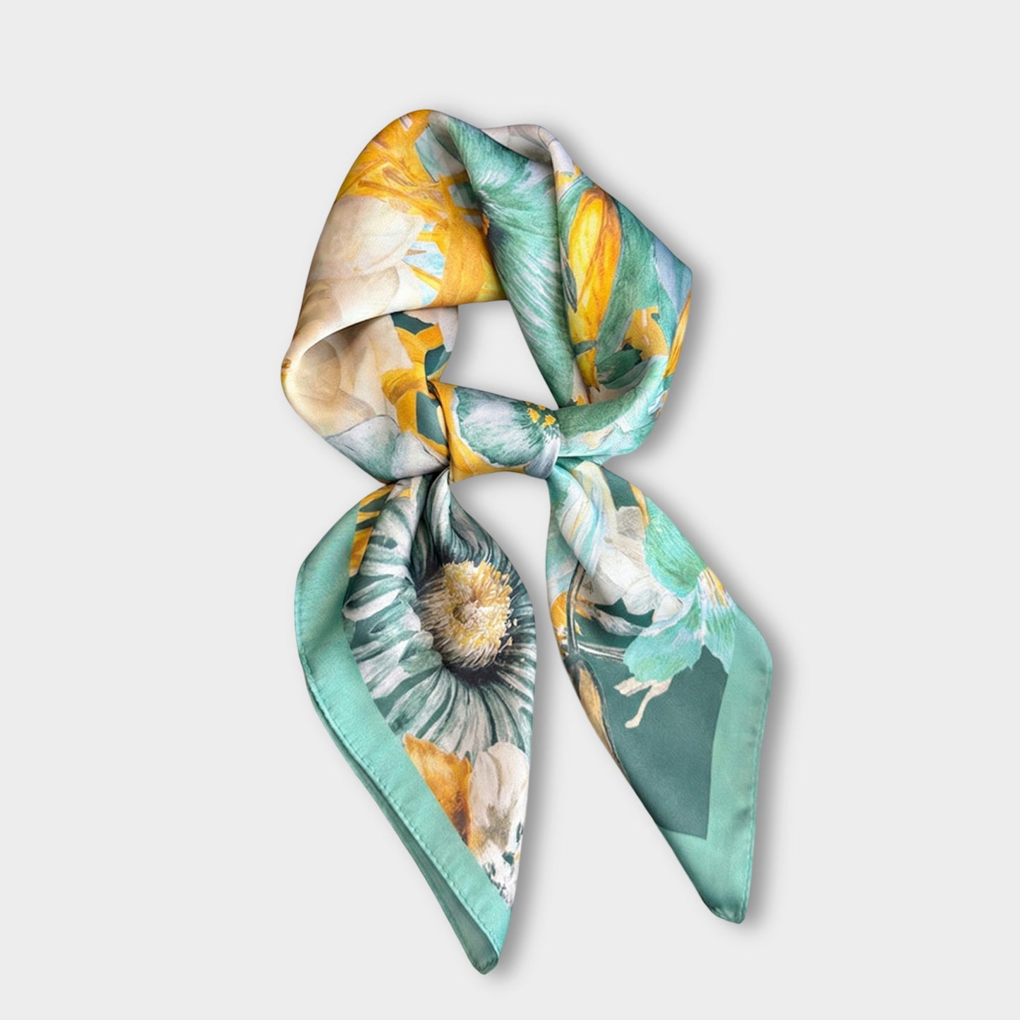 Satin Floral Print Square Scarf Fashion Accessory 27.5¡Á27.5inches