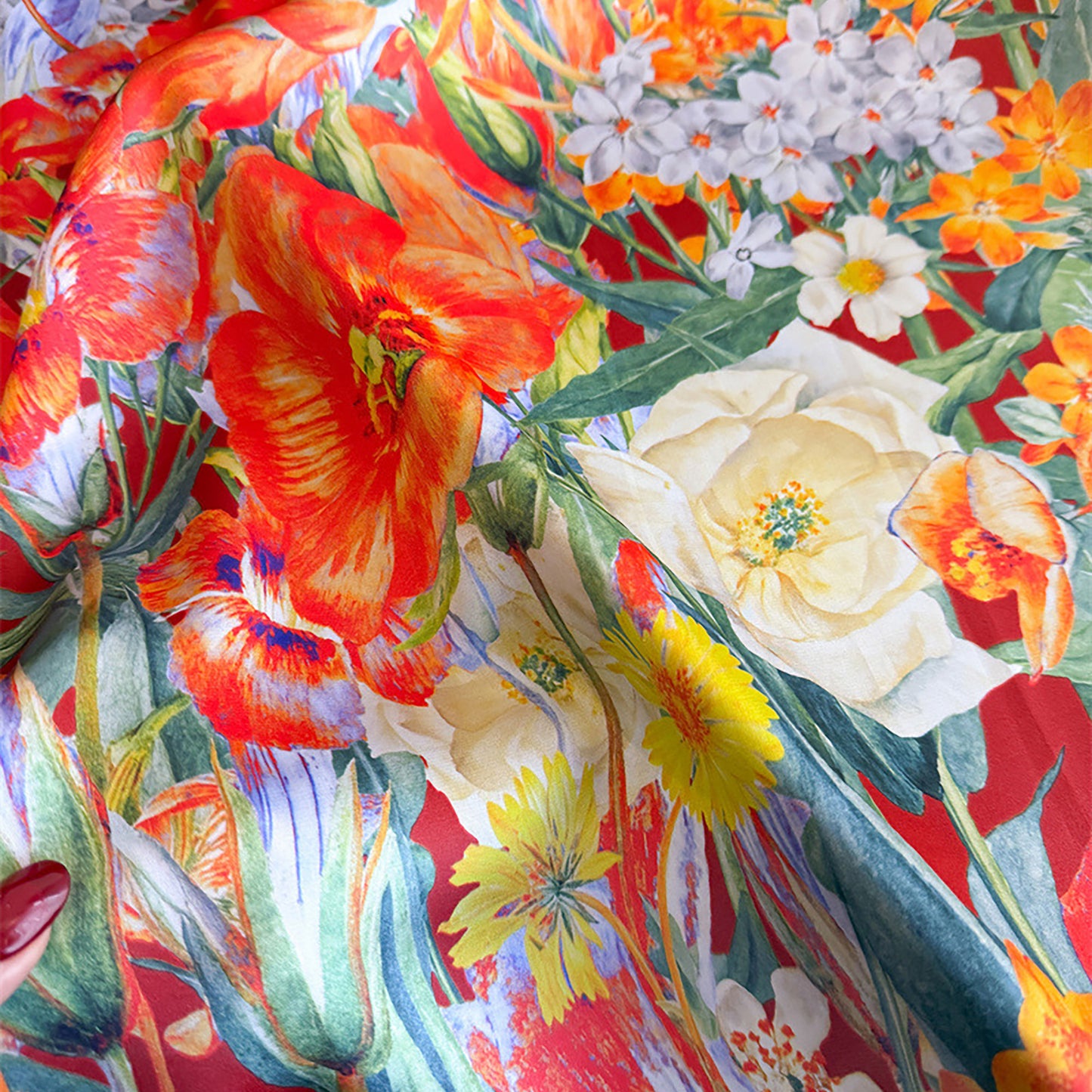 Satin Floral Print Square Scarf Fashion Accessory 27.5¡Á27.5inches