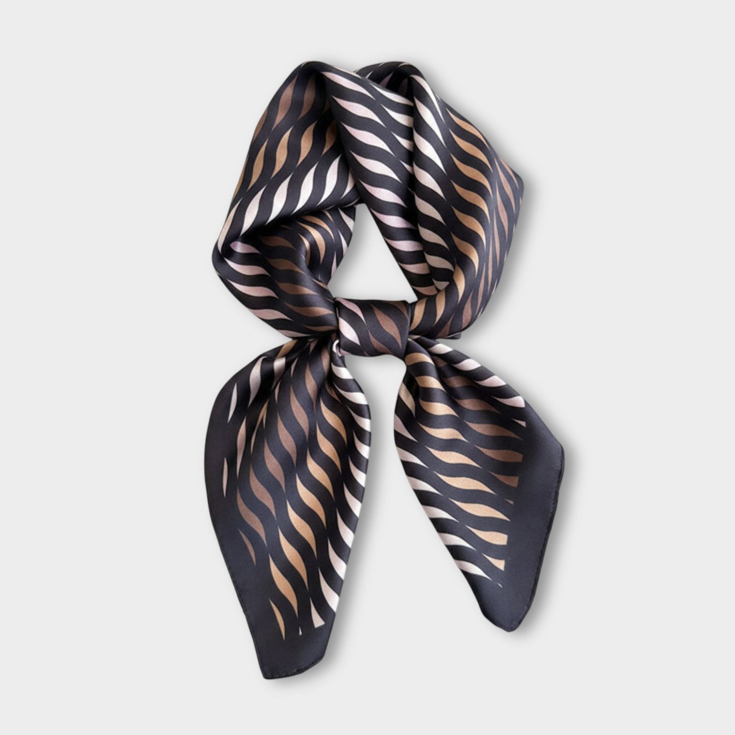 Women Satin Square Scarf with Modern Wavy Print Soft Accessory 27.5¡Á27.5inches