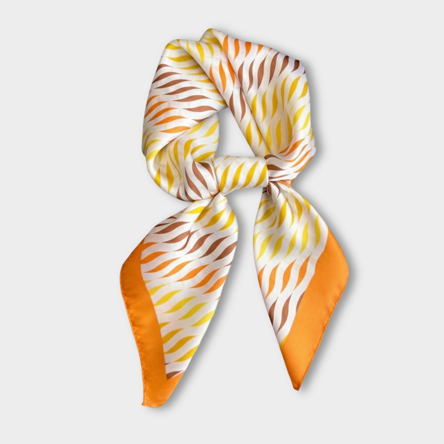 Women Satin Square Scarf with Modern Wavy Print Soft Accessory 27.5¡Á27.5inches