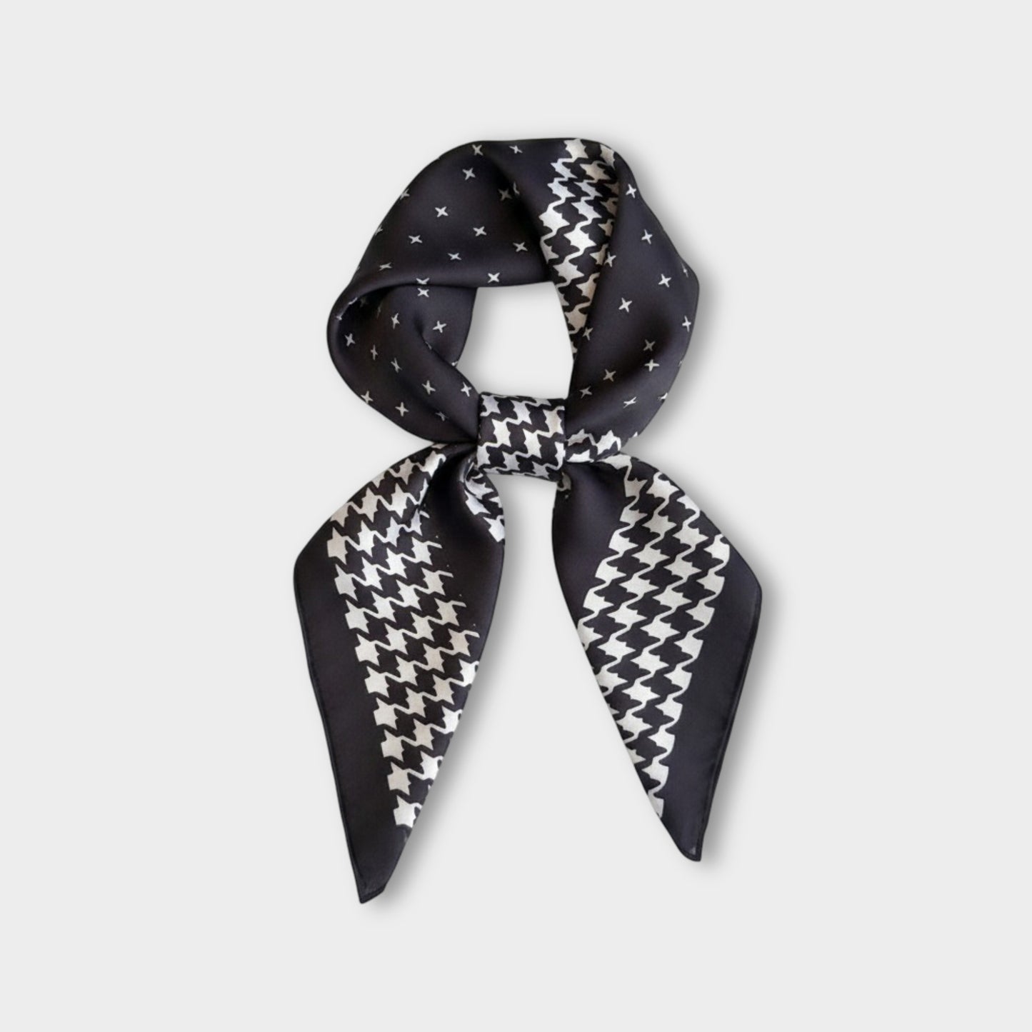 Women Satin Square Scarf with Houndstooth Print Fashion Accessory 27.5¡Á27.5inches