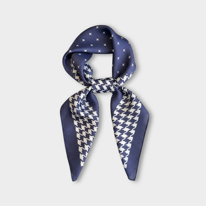 Women Satin Square Scarf with Houndstooth Print Fashion Accessory 27.5¡Á27.5inches