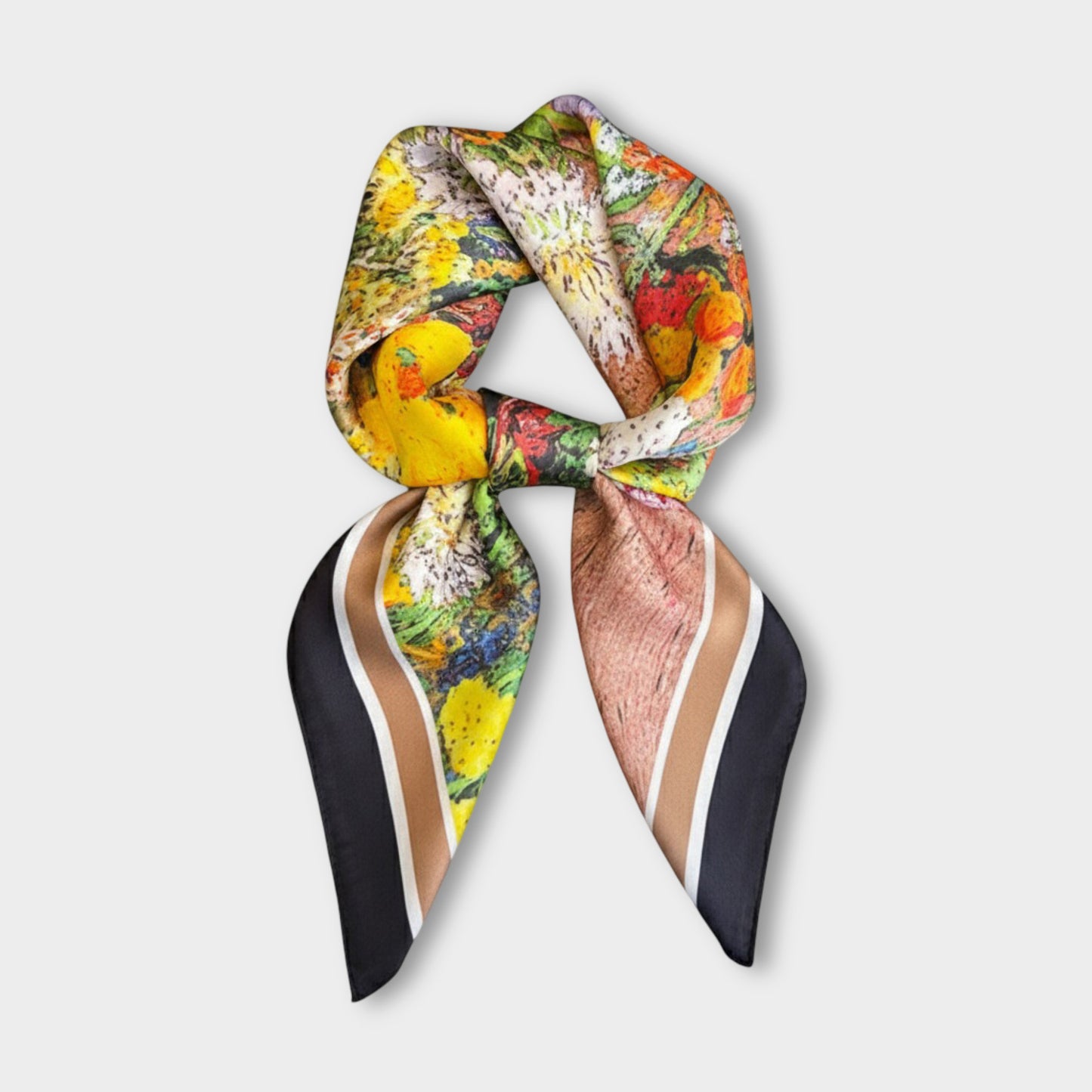 Premium Satin Floral Scarf Lightweight Square Neck Scarf for Women Accessory 27.5¡Á27.5inches