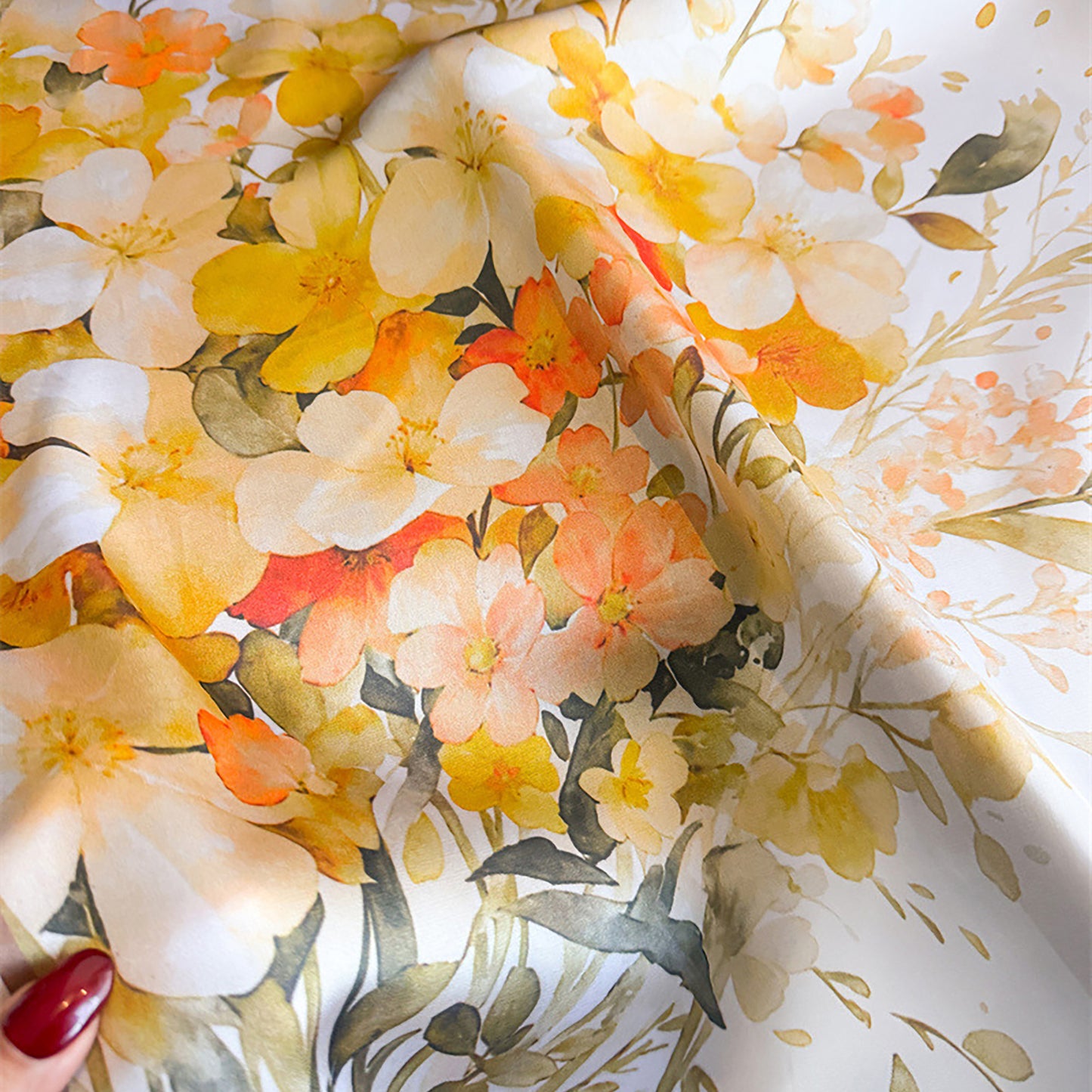 Premium Satin Floral Scarf Lightweight Square Neck Scarf for Women Accessory 27.5¡Á27.5inches