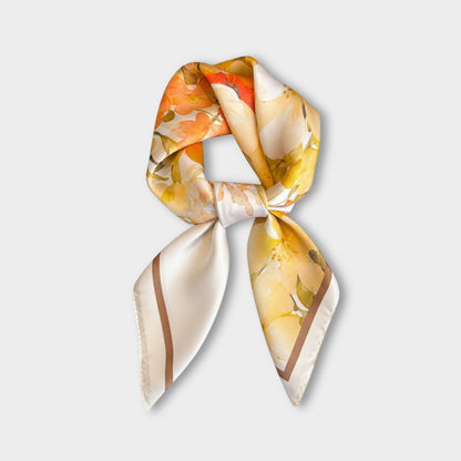 Premium Satin Floral Scarf Lightweight Square Neck Scarf for Women Accessory 27.5¡Á27.5inches