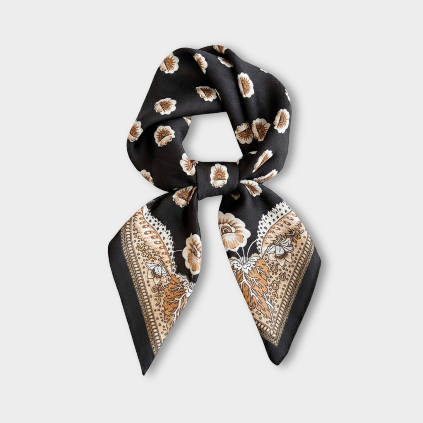 Women Square Scarf with Floral Border Soft Lightweight Fashion Accessory 27.5¡Á27.5inches