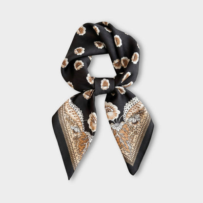Women Square Scarf with Floral Border Soft Lightweight Fashion Accessory 27.5¡Á27.5inches
