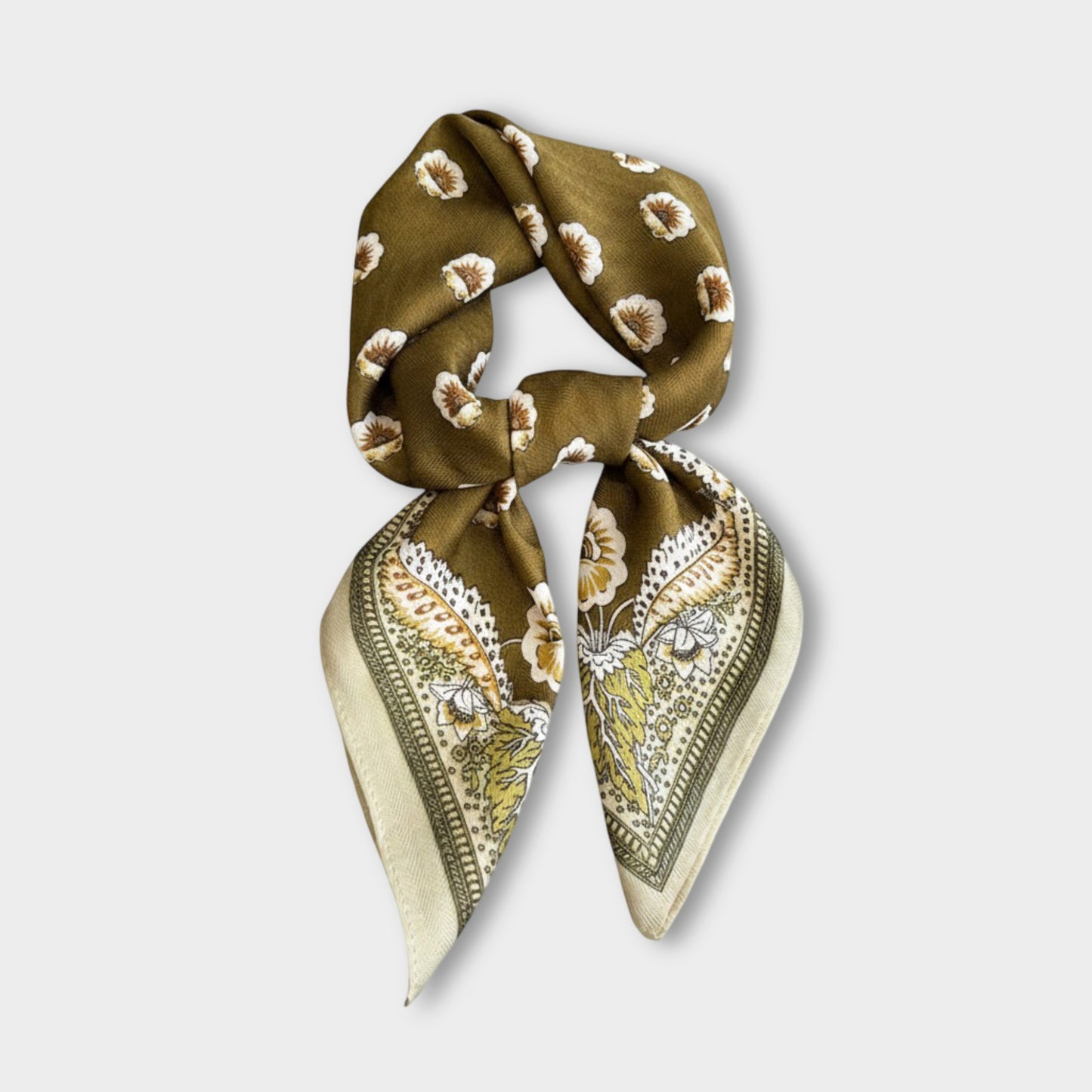 Women Square Scarf with Floral Border Soft Lightweight Fashion Accessory 27.5¡Á27.5inches