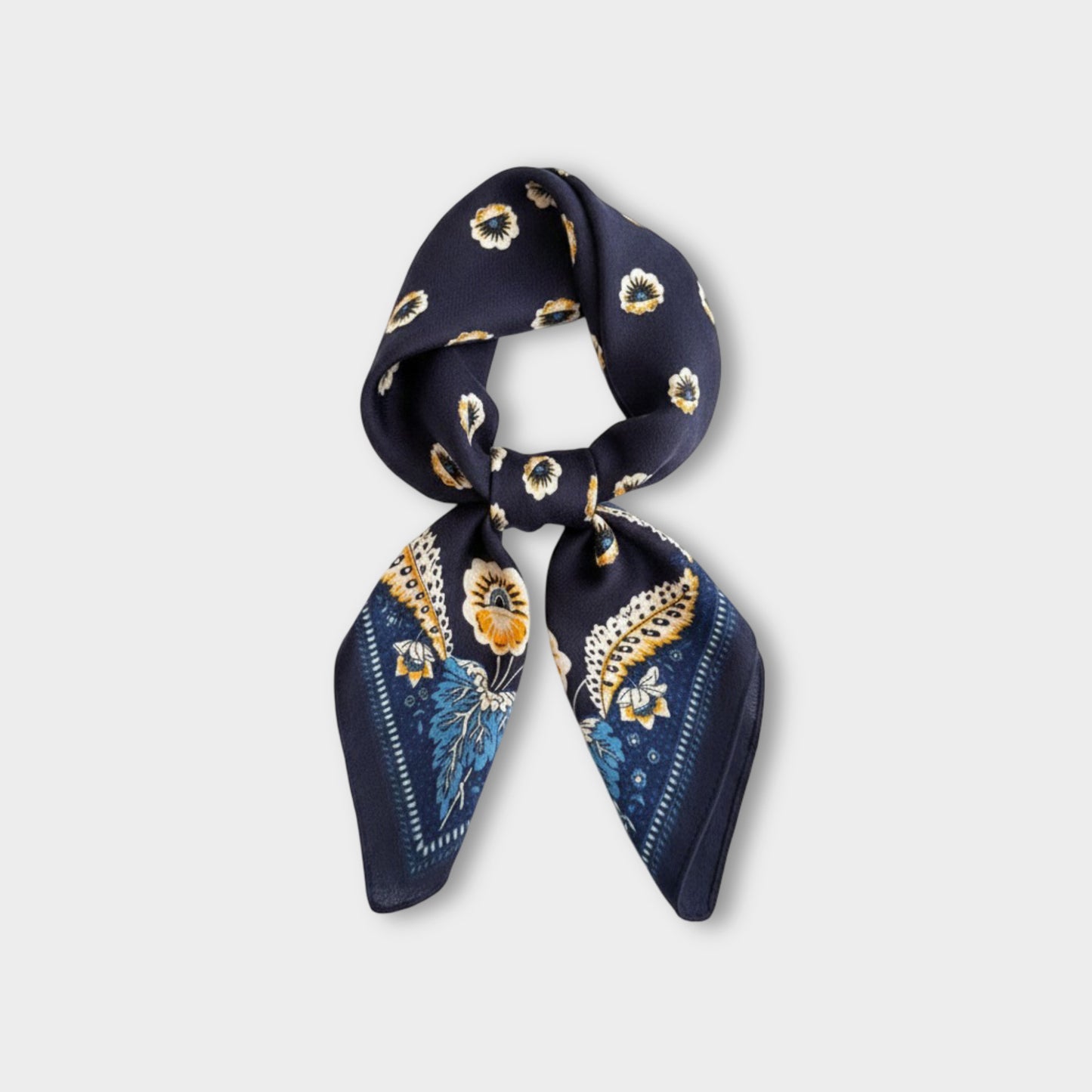 Women Square Scarf with Floral Border Soft Lightweight Fashion Accessory 27.5¡Á27.5inches