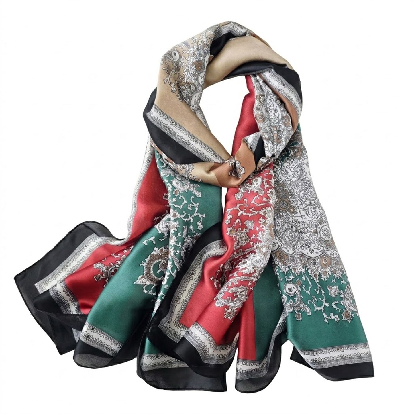 Paisley Print Satin Scarf Lightweight Large Fashion Wrap