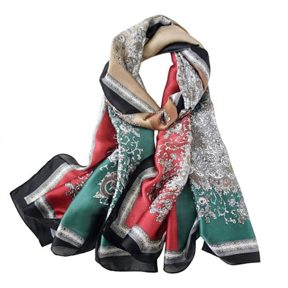 Paisley Print Satin Scarf Lightweight Large Fashion Wrap